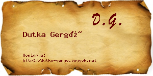 Dutka Gergő névjegykártya